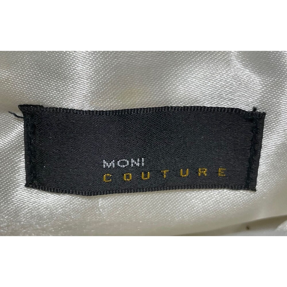 Moni Couture Gold / White Beaded Sequin Clutch Handbag w/ Silver Chain Mini Y2K - Picture 6 of 7
